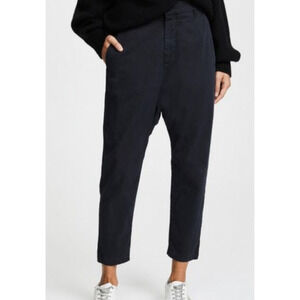 Nili Lotan 2 Slouchy Paris Pants Drop Crotch $345 Crop Cotton Washed Black NWT